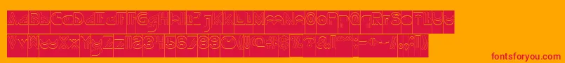 フォントNEVER ENDING MAZE Hollow Inverse – オレンジの背景に赤い文字