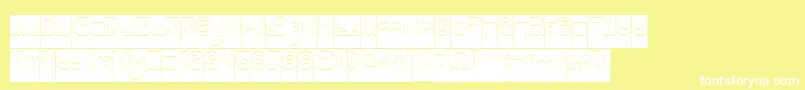 NEVER ENDING MAZE Hollow Inverse Font – White Fonts on Yellow Background