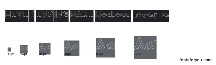 NEVER ENDING MAZE Hollow Inverse Font Sizes