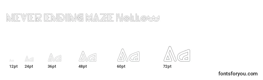 NEVER ENDING MAZE Hollow Font Sizes