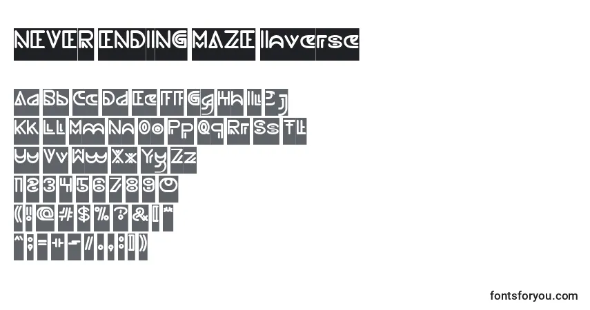 Schriftart NEVER ENDING MAZE Inverse – Alphabet, Zahlen, spezielle Symbole
