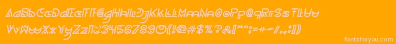 NEVER ENDING MAZE Italic-Schriftart – Rosa Schriften auf orangefarbenem Hintergrund