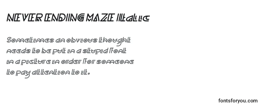 NEVER ENDING MAZE Italic -fontin tarkastelu
