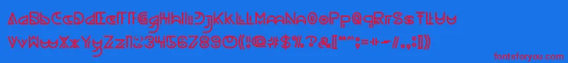 NEVER ENDING MAZE Light Font – Red Fonts on Blue Background