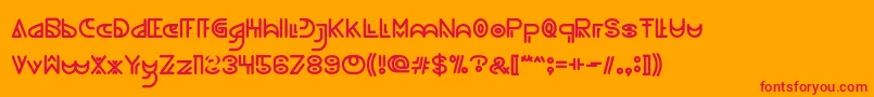 Fonte NEVER ENDING MAZE – fontes vermelhas em um fundo laranja
