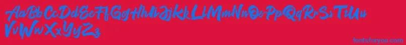 NeverEnding Free Version-Schriftart – Blaue Schriften auf rotem Hintergrund