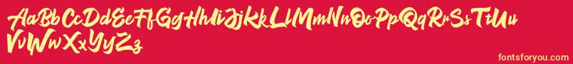 Czcionka NeverEnding Free Version – żółte czcionki na czerwonym tle