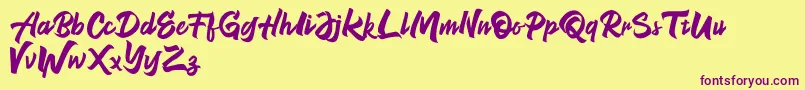 NeverEnding Free Version Font – Purple Fonts on Yellow Background