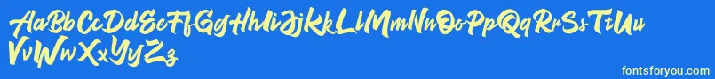 NeverEnding Free Version Font – Yellow Fonts on Blue Background