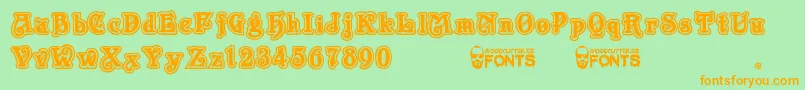 New Art Deco Font – Orange Fonts on Green Background