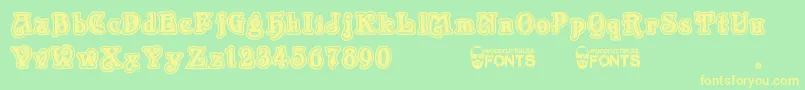 New Art Deco Font – Yellow Fonts on Green Background