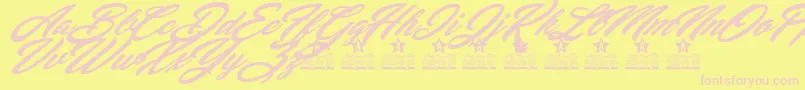 New Balance Personal Use-Schriftart – Rosa Schriften auf gelbem Hintergrund