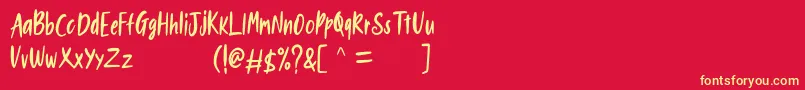 New Bartons Demo-Schriftart – Gelbe Schriften auf rotem Hintergrund