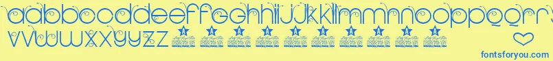 NEW GARDEN TWO PERSONAL USE Font – Blue Fonts on Yellow Background
