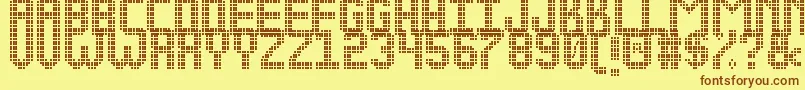 NEW LED DISPLAY ST-fontti – ruskeat fontit keltaisella taustalla