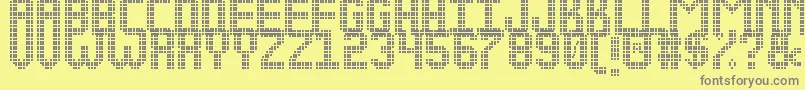 NEW LED DISPLAY ST-fontti – harmaat kirjasimet keltaisella taustalla