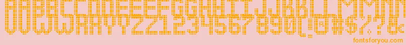 フォントNEW LED DISPLAY ST – オレンジの文字がピンクの背景にあります。