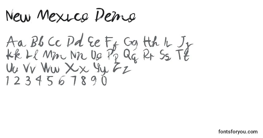 A fonte New Mexico Demo – alfabeto, números, caracteres especiais
