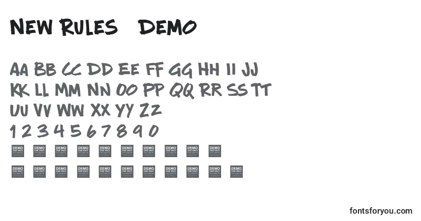 Schriftart New Rules   Demo – Alphabet, Zahlen, spezielle Symbole