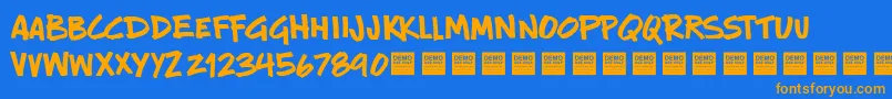 New Rules   Demo Font – Orange Fonts on Blue Background