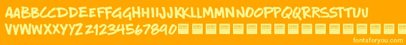 New Rules   Demo Font – Yellow Fonts on Orange Background