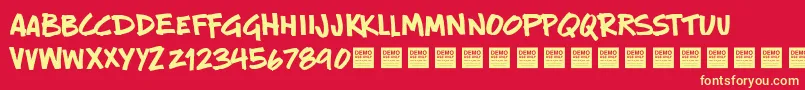 New Rules   Demo Font – Yellow Fonts on Red Background