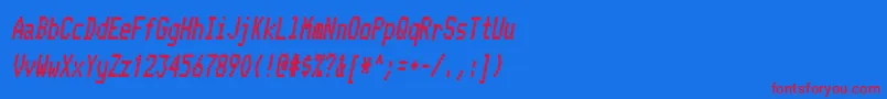 TelidoninkcdhvItalic-fontti – punaiset fontit sinisellä taustalla