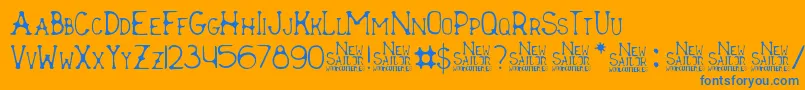 New Sailor Font – Blue Fonts on Orange Background