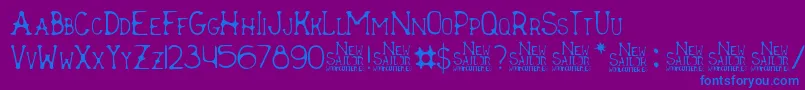 New Sailor Font – Blue Fonts on Purple Background