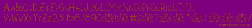 New Sailor-Schriftart – Braune Schriften auf violettem Hintergrund