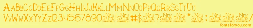 Fonte New Sailor – fontes laranjas em um fundo amarelo