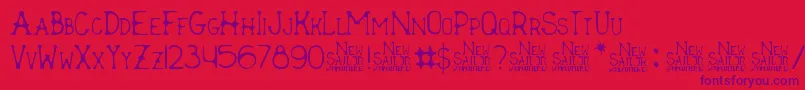 Fonte New Sailor – fontes roxas em um fundo vermelho