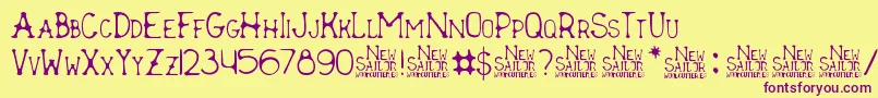New Sailor Font – Purple Fonts on Yellow Background