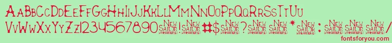 New Sailor-fontti – punaiset fontit vihreällä taustalla