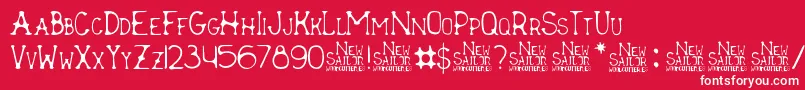 Fonte New Sailor – fontes brancas em um fundo vermelho