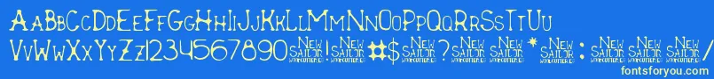 Fonte New Sailor – fontes amarelas em um fundo azul