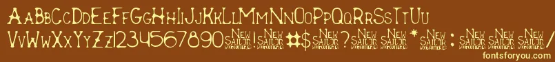 Fonte New Sailor – fontes amarelas em um fundo marrom