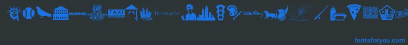 New York , New York 1 Font – Blue Fonts on Black Background