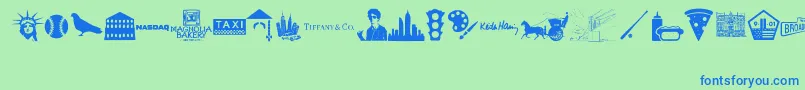 New York , New York 1 Font – Blue Fonts on Green Background