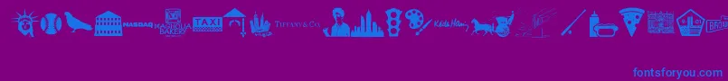 New York , New York 1 Font – Blue Fonts on Purple Background