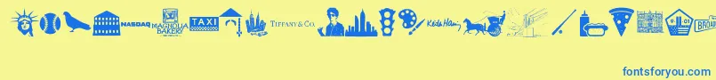 New York , New York 1 Font – Blue Fonts on Yellow Background