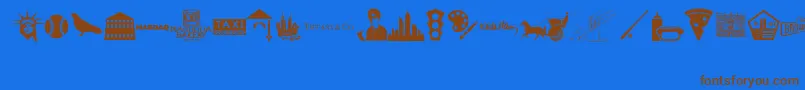 New York , New York 1 Font – Brown Fonts on Blue Background