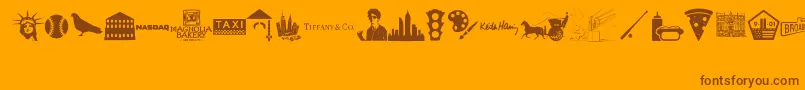 New York , New York 1 Font – Brown Fonts on Orange Background