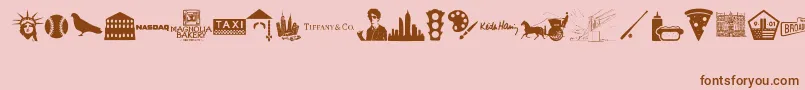 New York , New York 1 Font – Brown Fonts on Pink Background