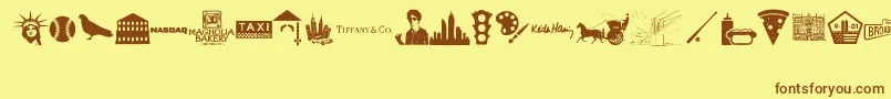 New York , New York 1 Font – Brown Fonts on Yellow Background