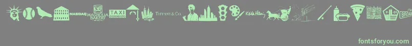 New York , New York 1 Font – Green Fonts on Gray Background