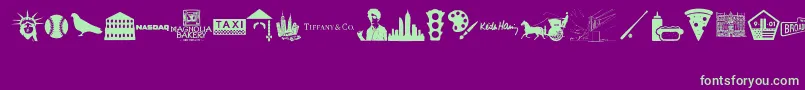 New York , New York 1 Font – Green Fonts on Purple Background