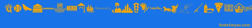 New York , New York 1 Font – Orange Fonts on Blue Background