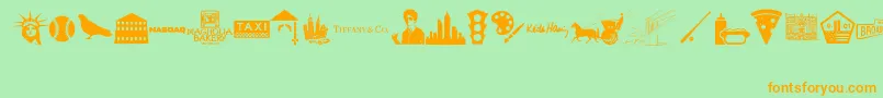 New York , New York 1 Font – Orange Fonts on Green Background