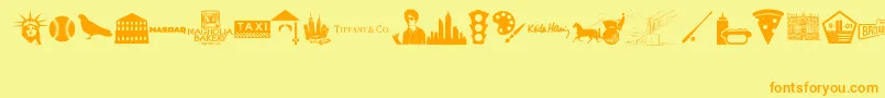 New York , New York 1 Font – Orange Fonts on Yellow Background